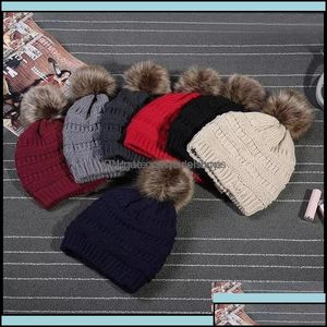 Bonnet / Skull Caps Beanie / Skl Caps Chapeaux Foulards Gants Accessoires de mode Enfants Adts Épais Chapeau d'hiver chaud pour les femmes Soft Stretch Knitt Ot0Ux