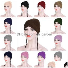 Beanie/Totenkopfkappen Beanie/Skl Caps Muslimische Frauen Turban Inner Hijab Indien Kopftuch Islamische Motorhaube Wraps Elastic Musman Turban Dhgarden Dh8V6