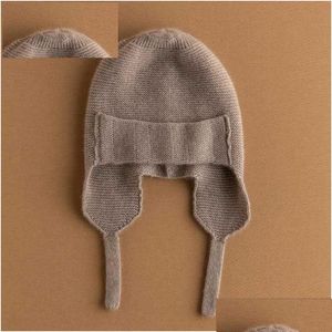 Beanie/Skull Caps Beanie/Skl Caps Nouvelle Arrivée Automne Hiver Femmes Chapeaux % Chèvre Cachemire Tricoté Coiffures Doux Épais Chaud Mode Fille Dhisb