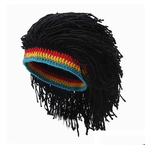 Gorro/calavera gorras gorro skl gaps rasta peluca para hombres hechas hechas a mano Winter Warm Warm Gorros Regalos de cumpleaños de Halloween Funny Dro Dhaim