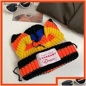 Banie / Coupage du crâne Boneie / skl mignon Top Quality Fashion Hooded Lover Boy Ear Tricot Double couche Chapeau de laine chaude Niche Design Hip-Hop Personalités Cold-Aproof Chaps 4768