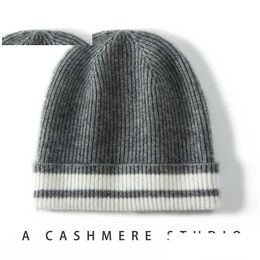 Beanie/Skull Caps Beanie/SKL Merrilamb Winter Hat voor vrouwen mannen Hoogwaardige Kasjmier gebreide gestreepte beanies Koreaanse Outdoor Keep Wa Dhhya