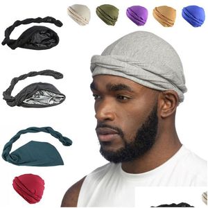 Bonnet / crâne Caps Beanie / Skl Summer Headscarf Bamans Bonsie Hijab Hat Head Scarpe Enveloppe Turban Solid Bonnet Musline Satin Men de ligne Dro DH5TT