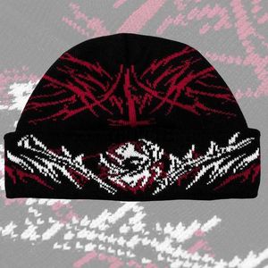 Bonnet/Crâne Casquettes Bonnet/Crâne Casquettes Gothique Grunge créatif motif irrégulier tricoté chaud hommes Casquettes esthétique Y2K punk hip-hop streetwear Bonnets Chapeau 230717 x0922