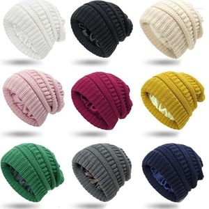 Bonnet/crâne casquettes bonnet hiver chapeaux pour femmes tricoté Slouchy chapeau dames casquette chaude coréen rouge noir jaune Delm22