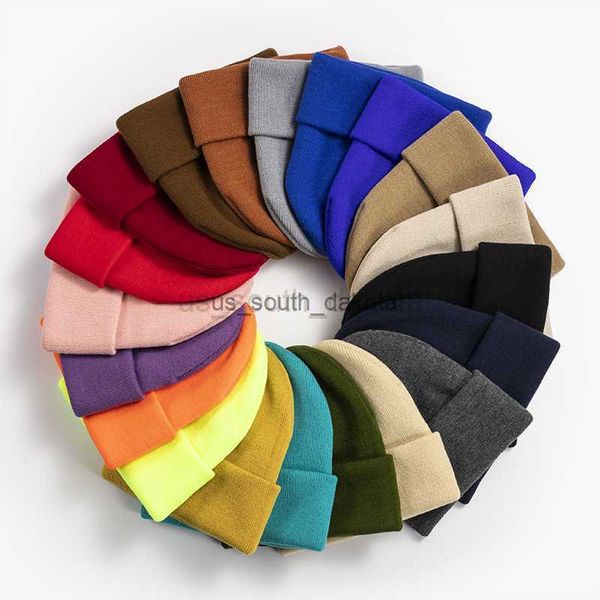 Bonnet/Casquettes Bonnets Tricoté Chapeau Fluorescent Filles Automne Femme Bonnet Casquettes Couleur Unie Unisexe Bonnet Garder Au Chaud Sertissage Rayure Chapeau D'hiver L0825