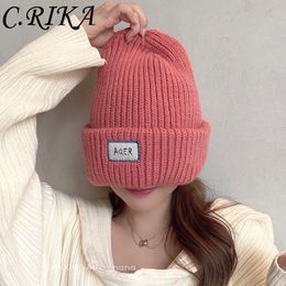 Beanie / Skull Caps BeanieSkull Enorme sombrero de punto Mujeres Invierno Espesar Gorros Cabeza grande Frío Señora Moda Carta Cálido Skullies de gran tamaño 221129