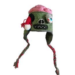 BomHCS Bonnet/Casquettes Tête de Mort Yeux de Zombie Tricoté Bonnets Fête Costume d'Halloween Accessoire Cadeau Chapeau S pour enfants 48-50 cm L pour adulte 53-61 cm 230809