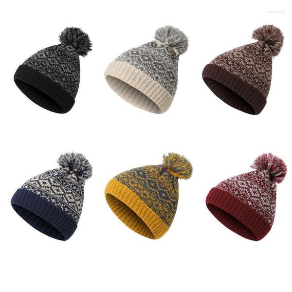 Bonnet/crâne casquettes câble tricoté Bobble chapeau plaine hommes femmes bonnet chaud hiver Pom laine CapBeanie/crâne Chur22