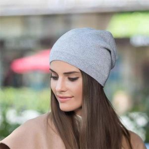 Bonnet/tête de mort casquettes CANZE dames mince tricoté chapeau en laine automne hiver couleur Pure capuche chaude