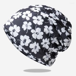 Beanie/Skull Caps Cap European en American Fashion Elastische pullover bedrukte Baotou Hat Breathable Pile Scot22