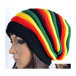 Bonnet/Crâne Caps Casual Femmes Crochet Ondulés Fines Rayures Bonnet Cap Arc-En-Ciel Skl Chapeau Europe Amérique Drop Livraison Accessoires De Mode Otklg