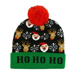 Beanie/Skull Caps Kerstmis kleurrijk gloeiend gebreide hoed LED licht gebreide voor home cadeau eland kerstman kinderen nikte decoraties t1w31