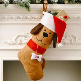 Muts/schedelmutsen Kerstversiering Kerstsok Geborduurde hond met kerstmuts Patroon Kerstboom Hangende hanger Ornament Cadeauzakje