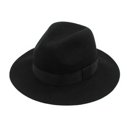 Beanie / Skull Caps Classic % Wool Fedora Hat Sombreros de cinta de ala grande para mujeres Hombres Floppy Top Hat T221013