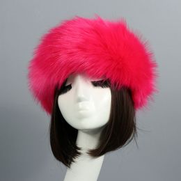 Bonnet/Crâne Casquettes Couleurs Fausse Fourrure Bandeau Femmes Chapeaux D'hiver Chaud Bombardier Fluffy Cache-oreilles Fille En Plein Air