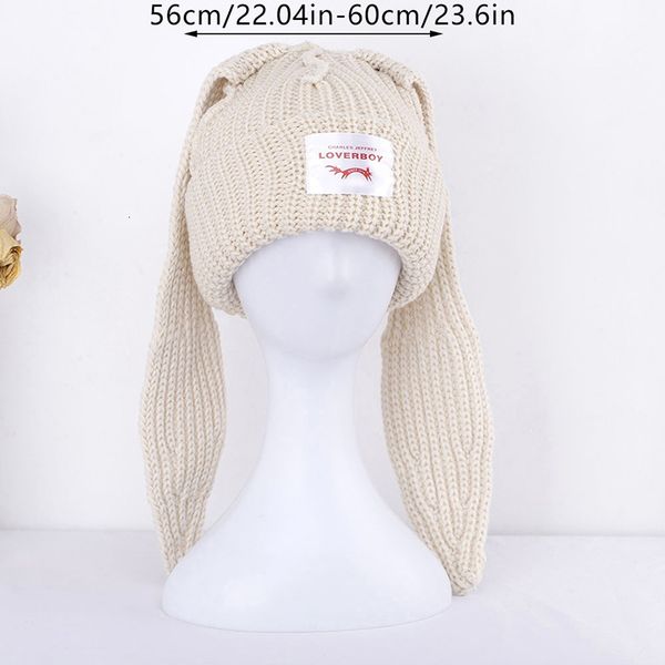 Bonnet/Crâne Casquettes Mignon Lapin Longue Oreille Chapeau Tricoté Chaud Casquette Tricot Lettre Unisexe Bonnet Crochet Lapin 230925