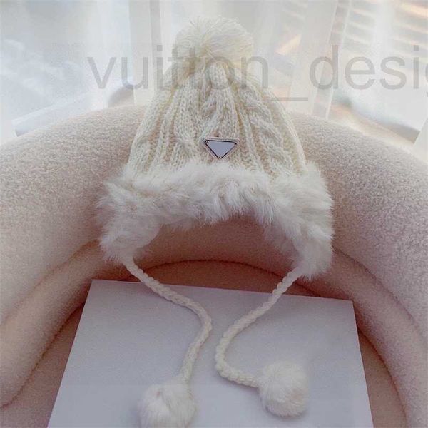 Bonnet/crâne Caps Designer Marque Femmes Lapin Cheveux Oreille Protection Chapeau Hiver Chaud Femmes Chapeaux Tricotés avec Doublure En Velours Sweet Girl Wear Accessoires