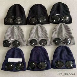 Beanie/Skull Caps Designer Twee lensglazen bril banies mannen gebreide hoeden schedel petten buiten vrouwen uniex winter beanie zwart grijze motorkap aijg