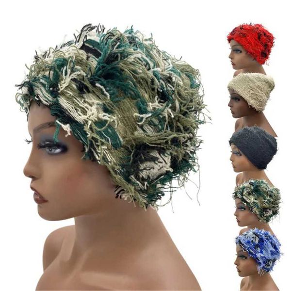 Bonnet/Crâne Casquettes Bonnet en détresse chapeaux pour hommes femmes hiver tricot casquette chaud Slouchy crâne casquette Y2K Style fête Cosplay Hip Hop chapeau livraison gratuite L0825