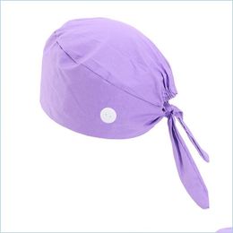 Beanie/Skull Caps Doctor Nurse hoed operatiekamer pet voor vrouwen vrouw pure katoenen afdrukken veter doppen gespoeld anti wurging hoeden dro dh9d3