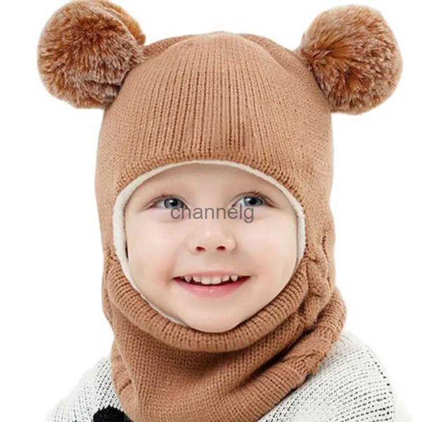 Gorros/Gorras de calavera Doitbest Baby Boy Beanie Proteger el cuello Sólido A prueba de viento Invierno Niño Gorro de punto infantil Gorro de punto Cálido Lana Niños Niñas Gorros con orejeras YQ231025