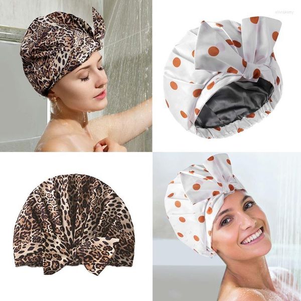 Beanie/Skull Caps Gorro de ducha decorado con puntos Gorro de baño impermeable de doble capa para mujer Oliv22