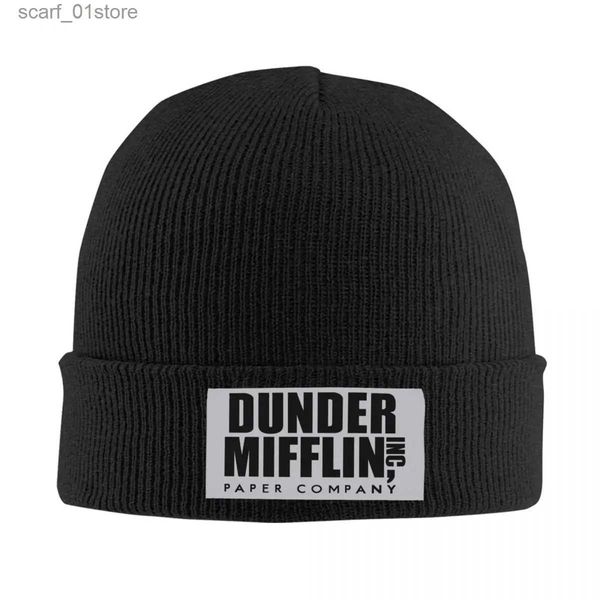 Bonnet/Crâne Caps Dunder Mifflin Par Company Bonnet Chapeaux Tricot Chapeau Pour Hommes Femmes Automne Hiver Chaud L'émission De Télévision De Bureau Skullies Bonnets CsL231202