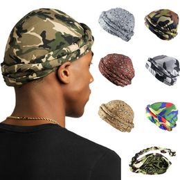 Bonnet Skull Caps Élastique Hip Hop Turban pour Hommes Vintage Twist Head Wraps Stretch Modal Satin Écharpe Cravate Cheveux 231212