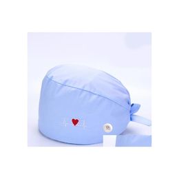 Beanie/Skull Caps geborduurde verpleegkundige hoeden voor vrouwen verstelbare chirurgische pet met knopen sweatabsorbent handdoek schoonheid salon phary lab otgxo