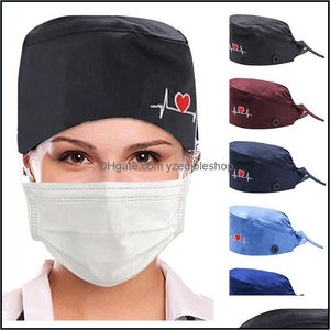 Gorro/Gorras De Calavera Gorro Bordado Forma De Corazón Algodón Ajustable Enfermera Quirúrgica Mujeres Veterinaria Tienda De Mascotas Gorro Médico Dentista Polvo-Pr Otras