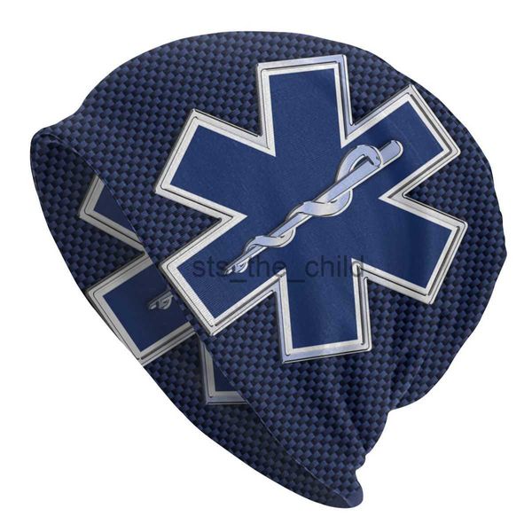 Bonnet / Skull Caps EMT Star of Life Skullies Bonnets Chapeau Paramedic Medic Automne Hiver Unisexe Casquette Extérieure Chaud Double Usage Bonnet Tricot Chapeau x0907