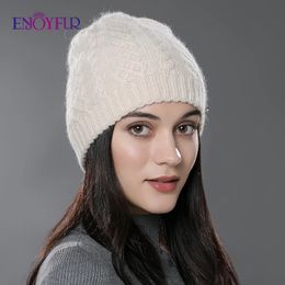 Bonnet/Crâne Casquettes ENJOYFUR Femmes Automne Hiver Chapeaux Élastique Tricoté Laine Coton Gorro Solide Multicolors Bonnets Cap Haut de gamme Mignon Chapeaux Occasionnels 231108