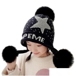  Beanie/calavera Accesorios de moda Masilla de sombrero para niños Invierno Conjunto de vellón de vellón de vellón para niña para niña