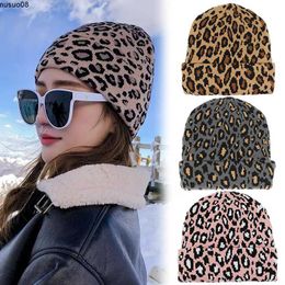 Beanie/Skull Caps Fashion Bonnet Winter Leopard Print Geknit hoeden voor vrouwen hoeden Men Beanie Chapeau Casquette Femme Cap Bonnet Beanies Hip Hop Caps J230518
