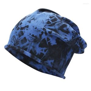 Beanie/Skull Caps Fashion Design Unisex Tie-Dye Print Casual bodem gekrulde grote hoofdstapel dagelijkse accessoires DELM22