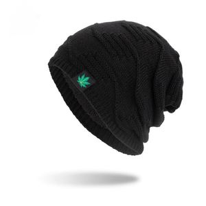 Beanie / Skull Caps Moda Hombres Mujeres Invierno Hip Hop Punk Verde Hoja Hoja Beanie Sombrero Punto de punto