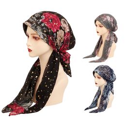 Beanie/Skull Caps Mode Ploetert Verf Afdrukken Moslim Vrouwen Hijaabs Beanie Arabische Wrap Hoofddoek Tulband Dragen Hijab Femme Underscarf Caps Turbante 230905
