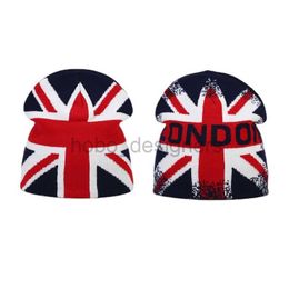 Beanie/Skull Caps Fashion uk vlaggenprint winterboons hoed vrouwelijk fietsen skiën skiën motorkap herfst buiten gebreide pet vrouwen mannen warme gorras oorhoeden d240429