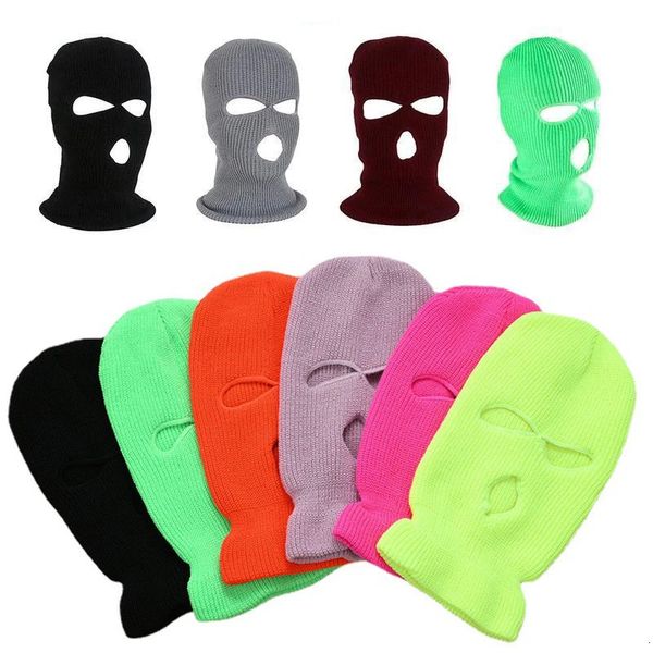 Beanie Skull Caps Cubierta de cara completa Tres agujeros Sombrero de punto Hombres Mujeres Máscara Gorros Pasamontañas Ejército Táctico CS Invierno Cálido Ciclismo Unisex 231121