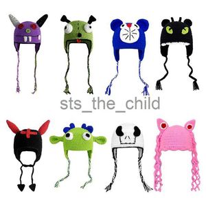 Bonnet / Skull Caps Funny Cartoon Skullies Beanie Mignon Laine Tricot Chapeau Masque Hommes Femmes Hiver Chaud Monstre Pull Noël Cosplay Costumes Cadeau x0907