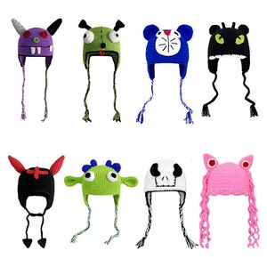 Bonnet / Skull Caps Funny Cartoon Skullies Beanie Mignon Laine Tricot Chapeau Masque Hommes Femmes Hiver Chaud Monstre Pull Noël Cosplay Costumes Cadeau 230915