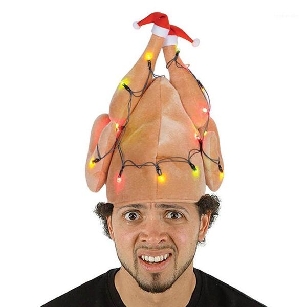 Bonnet/crâne casquettes rougeoyant Thanksgiving dinde chapeau adulte Costume de fête en peluche gros crabe drôle vacances Mujer1