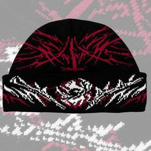 Bonnet/Crâne Casquettes Gothique Grunge créatif motif irrégulier tricoté chaud hommes Casquettes esthétique Y2K punk hip-hop streetwear Bonnets Chapeau 231102