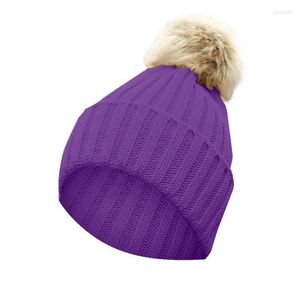 Bonnet / Crâne Caps Hairball Tricoté Femmes Bonnets Hiver Chaud Fourrure Style Coréen Femme Skullies Western Simple Élégant Fille Chapeaux Pros22