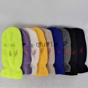 Bonnet / Skull Caps Halloween Bonnets tricotés Custom Winter Balaclava Masque personnalisé 3 trous Broderie Rose Neon Ski Hat x0922