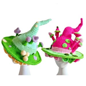 Bonnet Skull Caps Halloween Chapeau de fée tricoté avec décor de champignons Assistant Hommes Femmes Party Headgear Cosplay Festivals Props 230831