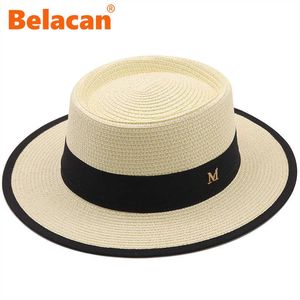 Beanie/Skull Caps Hat For Women Summer Beach Hat Vrouw Vrouw Fashion Lady Girls M Letter Round Flat Brim Straw Cap Girls Sun Hat Chapeu Feminino T221013