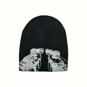 Bonnet/Crâne Casquettes Chapeaux Bonnet Tricoté Pull Laine Chapeau Bonnets Chic Imprimé Chaud Chapeau Hip-Hop Bonnet Street Punk Hiver Bonnet Tricoté Y2K Gothique Unisexe 230711