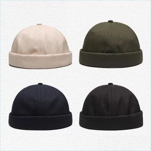 Beanie/Skull Caps hoeden Men Brimless SKL Cap Vintage Unieke straat draagbare Docker Hat Mtipurpose Miki Beanie Mens Fashion Drop Lever DHCZ8